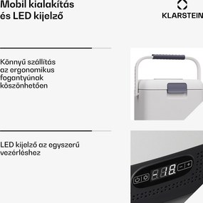 Klarstein SwiftFrost 12L hűtőtáska, 12V-24V/230V, -20 °C-ig, kompresszor, 2 teljesítményszint, LED kijelző