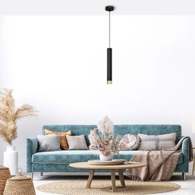 LED Csillár zsinóron TUBA 1xGU10/4,8W/230V fekete/arany