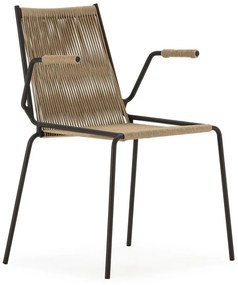 Bézs fém karfás-rakásolható étkezőszék szett 2 db-os Emily – Marckeric