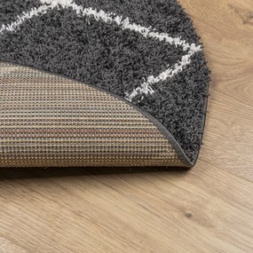 PAMPLONA fekete és krém bolyhos modern szőnyeg Ø 160 cm