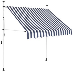 Kézzel feltekerhető napellenző kék-fehér csíkokkal 200 cm