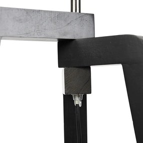 Állólámpa fekete háromlábú levélmintás lámpabúrával és arany belsővel 50cm - Puros