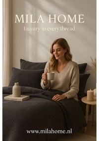 Antracitszürke egyszemélyes renforcé pamut ágyneműhuzat 140x200 cm Waffle Striped – Mila Home Luxury