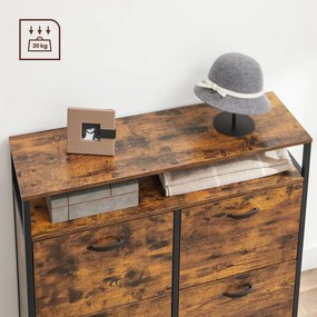 Cipős szekrény 4 ajtós 12-20 pár cipő tárolására, rusztikus barna 98x30x96cm