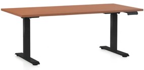 Állítható magasságú asztal OfficeTech D, 160 x 80 cm, fekete alap, cseresznye