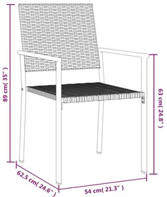 5 részes polyrattan és acél kerti étkezőgarnitúra