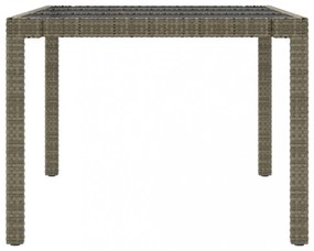 szürke polyrattan és edzett üveg kerti asztal 190 x 90 x 75 cm