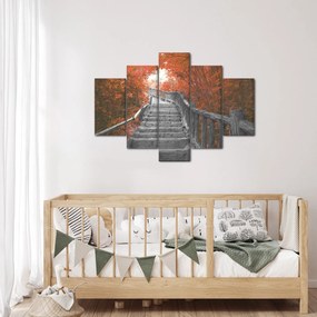 Kép - Lépcsők a természetben, narancssárga (150x105 cm)