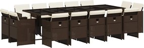 vidaXL 15 részes barna polyrattan kerti ülőgarnitúra párnákkal