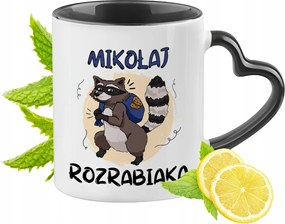 Fekete bögre szív alakú füllel Mikulásnak Ideális Ajándék