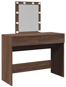 barna tölgy színű fésülködőasztal LED-del 100 x 40 x 130 cm