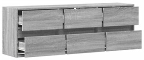 szürke sonoma színű fali TV-szekrény LED-del 130x31x45 cm