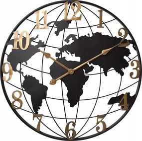 Nagy Fekete Fém Falióra Világtérkép Mpm E04.4531 60 cm