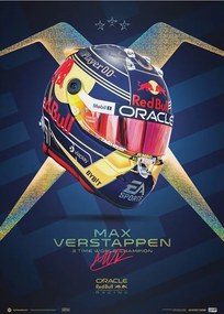 Művészeti nyomat Oracle Red Bull Racing - Max Verstappen - Helmet - Champion - 2023, Automobilist