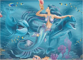 Kép - Sellő delfinekkel (70x50 cm)