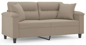 2 személyes tópszínű mikroszálas szövetkanapé párnákkal 140 cm