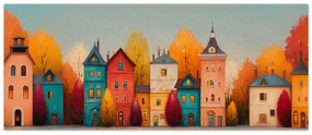 Kép - Őszi falu (120x50 cm)