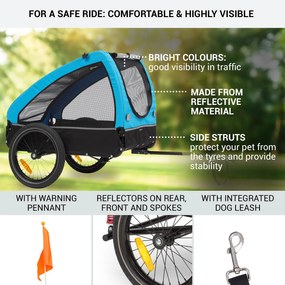 KLARFIT Husky, kutya bicikli utánfutó, kb. 250 l, 600D, Oxford, kék