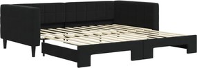 vidaXL fekete kihúzható bársonyheverő 100 x 200 cm