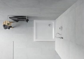 Mexen Flat slim négyzet alakú zuhanytálca 80 x 80 cm, fehér, krómozott szifon - 40108080