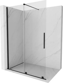 Mexen Velar Tolóajtós zuhanyfal Walk-in 130 x 200 cm, átlátszó 8 mm, fekete - 871-130-000-03-70