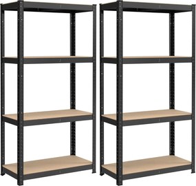 SONGMICS 2 db-os nagy teherbírású polcrendszer, 160 cm, 520 kg/polc, fekete