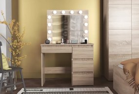 Öltöző asztal LED tükörrel Cleopatra Sonoma Brown