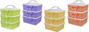 Ételhordó 3x1,2l négyzet alakú 17x15x18,5cm Ph színkeverék