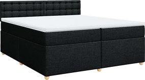 vidaXL fekete szövet rugós ágy matraccal 200 x 200 cm