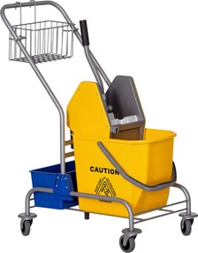 HOMCOM Takarítókocsi 25L-os Felmosó Vödörrel és Polcokkal Szállodákhoz és Irodákhoz 72x49.5x95 cm Sárga | Aosom