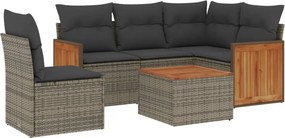 vidaXL 6 részes szürke polyrattan kerti ülőgarnitúra párnákkal