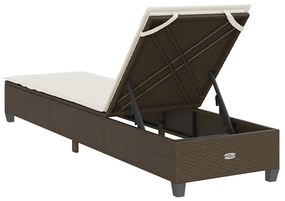 barna polyrattan napozóágy párnákkal 55x200x25,5 cm