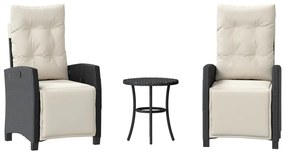 vidaXL 3 részes fekete polyrattan bisztrógarnitúra párnával