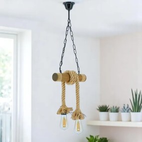 Csillár láncon KOS 2xE27/60W/230V bükkfa