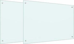 vidaXL Konyhai splashback 2 pcs Fehér 90 x 60 cm edzett üveg