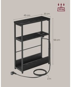 Kisasztal beépített konnektorral és USB-portokkal ROD fekete