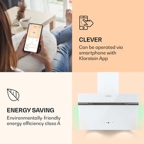 Klarstein Alina 60 Smart, páraelszívó, 60 cm, 600 m³/ó, LED háttérvilágítás, üveg előlap