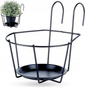 Erkély Akasztó Tartó Virágtartó Doboz Fém Fekete