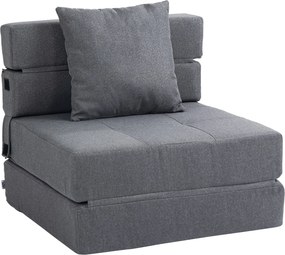 HOMCOM Kanapéágy Összecsukható 2 az 1 ben Fotelágy Kihúzható Kanapé Vendégágy Párnával Moduláris Helytakarékos Design Terhelhetőség akár 120 kg Sötéts