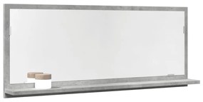 betonszürke szerelt fa tükrös fürdőszobaszekrény 90x11x37 cm