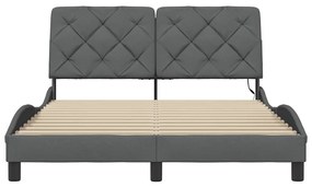 sötétszürke szövet ágykeret LED-es matrac nélkül 140x200 cm