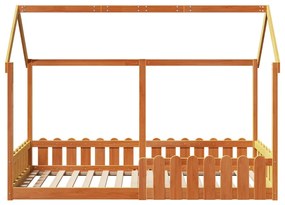 viaszbarna tömör fenyőfa házikó gyerekágykeret 90 x 200 cm