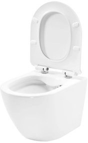 Rea Carter Rimless, falra akasztható wc csésze 490x370x325 mm + wc ülőke, fehér fényes, REA-C1400