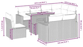 9 részes fekete polyrattan kerti ülőgarnitúra párnákkal
