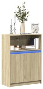 sonoma tölgy szerelt fa tálalószekrény LED-del 72 x 34 x 100 cm