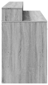 szürke sonoma színű szerelt fa íróasztal LED-ekkel 140x55x91 cm