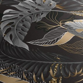 Kép - Trópusi levelek fekete és arany színben (120x50 cm)