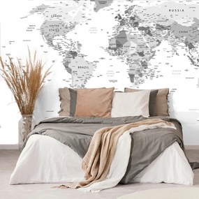 Öntapadó tapéta fekete fehér világtérkép megnevezésekkel