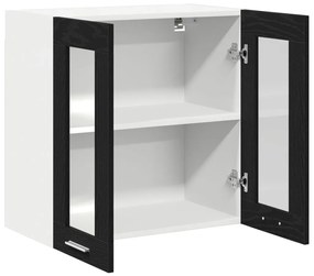 vidaXL Fekete tölgy függő üveg szekrény - 60x31x60 cm, mérnöki fából
