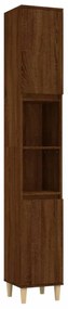Barna tölgyszínű szerelt fa fürdőszobaszekrény 30x30x190 cm
